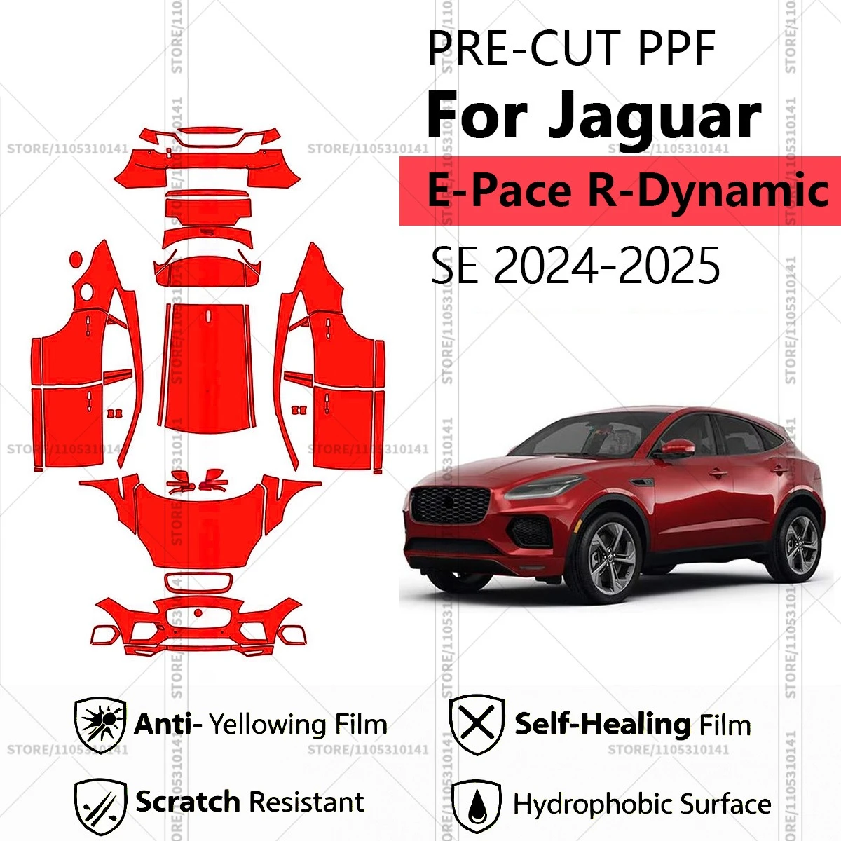 For Jaguar E-Pace R-Dynamic SE 2024-2025 Pre-Cut Paint Protection Film PPF Transparent Car Film Professional Automotive PPF
For Jaguar E-Pace R-Dynamic SE 2024-2025 Pre-Cut Paint Protection Film PPF Transparent Car Film Professional Automotive PPF