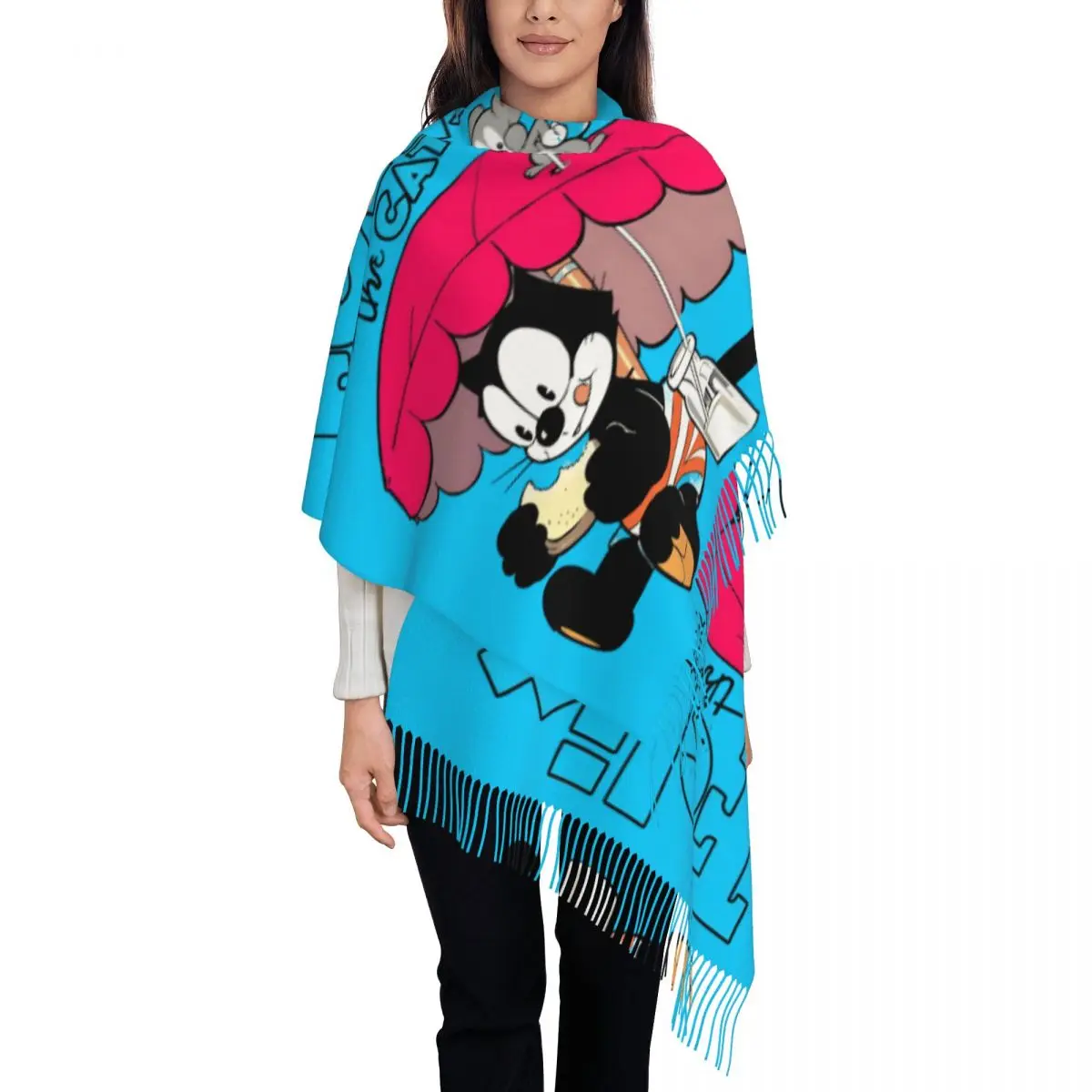 Женский шарф с кисточками на заказ, мягкие забавные милые шали с героями мультфильмов, женские зимние шарфы 
Женский шарф с кисточками на заказ, мягкие забавные милые шали с героями мультфильмов, женские зимние шарфы