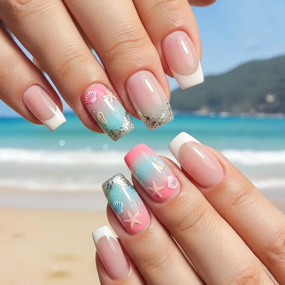 Summer Ocean Press on Nails Summer Colorful Square False Nail with 3D Starfish Beach Press on Fake Nail Full Cover Wearable
Summer Ocean Press on Nails Summer Colorful Square False Nail with 3D Starfish Beach Press on Fake Nail Full Cover Wearable
