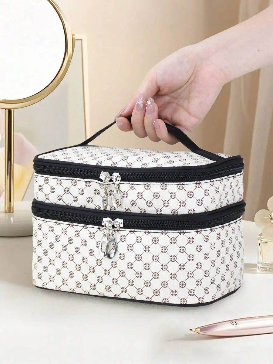 Large Capacity Waterproof Cosmetic Bag With Zipper Double Layer Makeup Organizer For Travel And Home
Large Capacity Waterproof Cosmetic Bag With Zipper Double Layer Makeup Organizer For Travel And Home