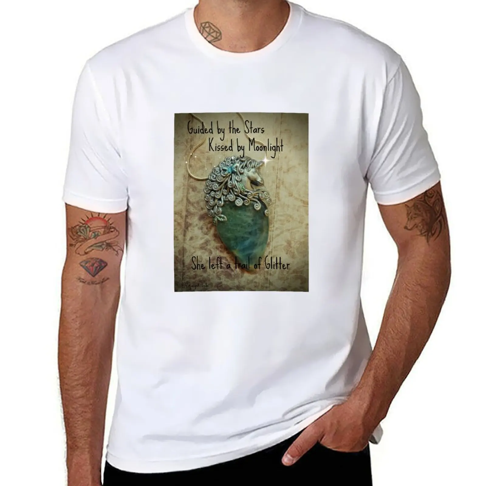 Guided by the Stars Kissed by Moonlight She left a Trail of Glitter One of a Kind Aquamarine Unicorn Butterfly Creation T-Shirt
Guided by the Stars Kissed by Moonlight She left a Trail of Glitter One of a Kind Aquamarine Unicorn Butterfly Creation T-Shirt