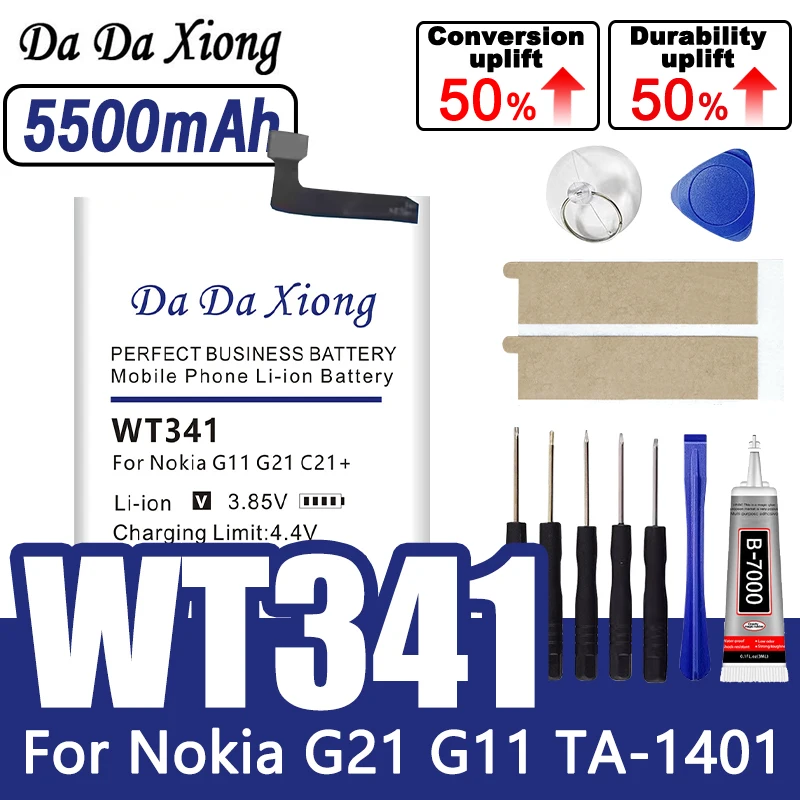 5500mAh WT341 Battery For Nokia G11 G21 C21+ TA-1433 TA-1431 TA-1426 TA-1424 TA-1401 TA-1418 TA-1477 TA-1415 TA-1405
5500mAh WT341 Battery For Nokia G11 G21 C21+ TA-1433 TA-1431 TA-1426 TA-1424 TA-1401 TA-1418 TA-1477 TA-1415 TA-1405