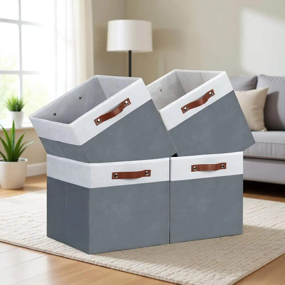 Складные тканевые контейнеры для хранения с ручками, набор из 4 штук, белый и серый, 13x15x13 дюймов
Складные тканевые контейнеры для хранения с ручками, набор из 4 штук, белый и серый, 13x15x13 дюймов