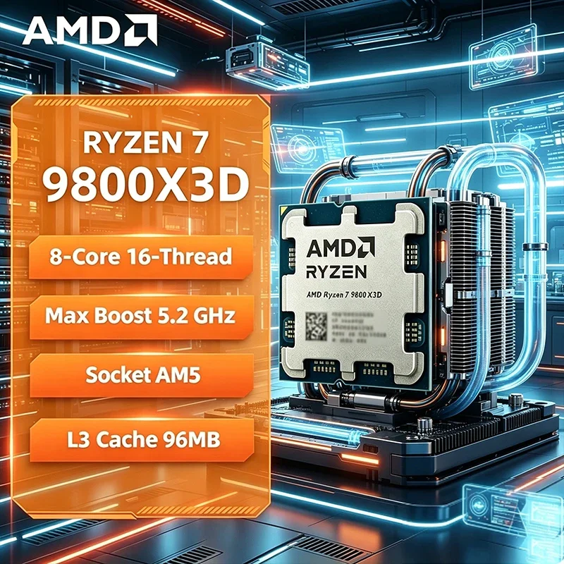 AMD Ryzen 7 9800X3D 8-Core 16-Thread CPU up to 5.2GHz 96MB Cache AM5 Socket for Desktop Gaming Processor - No Package Included
AMD Ryzen 7 9800X3D 8-Core 16-Thread CPU up to 5.2GHz 96MB Cache AM5 Socket for Desktop Gaming Processor - No Package Included