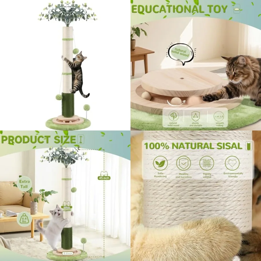 45'' Tall Cat Scratching Post, 3.5Inch Diameter Sisal Rope Scratching Post for Indoor Cats Adults Kittens, Cat Scratcher with I
45'' Tall Cat Scratching Post, 3.5Inch Diameter Sisal Rope Scratching Post for Indoor Cats Adults Kittens, Cat Scratcher with I
