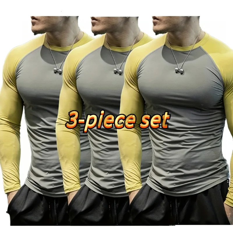 3-piece men's quick drying soccer and basketball tight top, high stretch cycling compression training suit
3-piece men's quick drying soccer and basketball tight top, high stretch cycling compression training suit