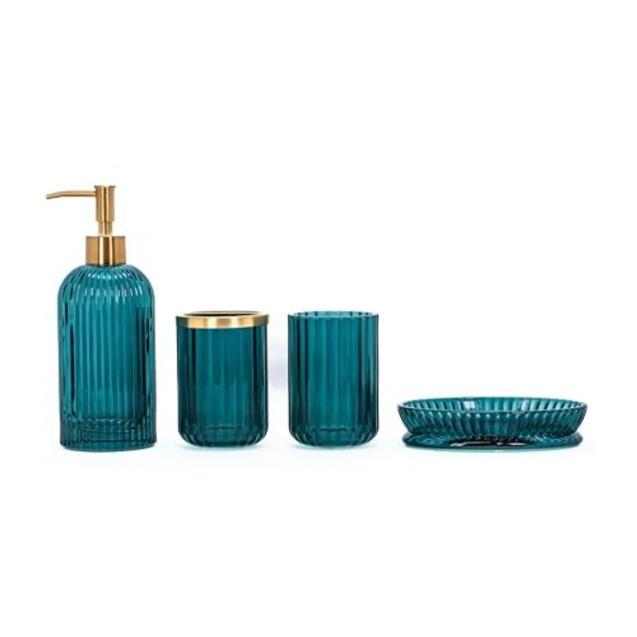4 Piece Heavy Wght Patterned Glass Brushed Gold Metal Luxury Bathroom Accessory Set with Lotion Dispenser Toothbrush Holder Tum
4 Piece Heavy Wght Patterned Glass Brushed Gold Metal Luxury Bathroom Accessory Set with Lotion Dispenser Toothbrush Holder Tum