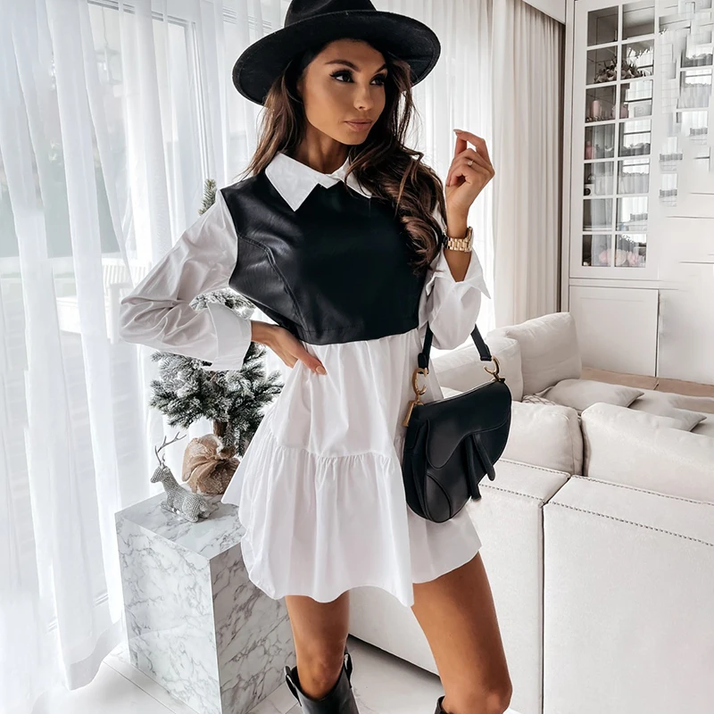 Black Shirt Casual Vestidos Long Sleeve White Short Dress For Women Summer Elegantes Patchwork Sweet Office Ladies Mini Dresses
Black Shirt Casual Vestidos Long Sleeve White Short Dress For Women Summer Elegantes Patchwork Sweet Office Ladies Mini Dresses