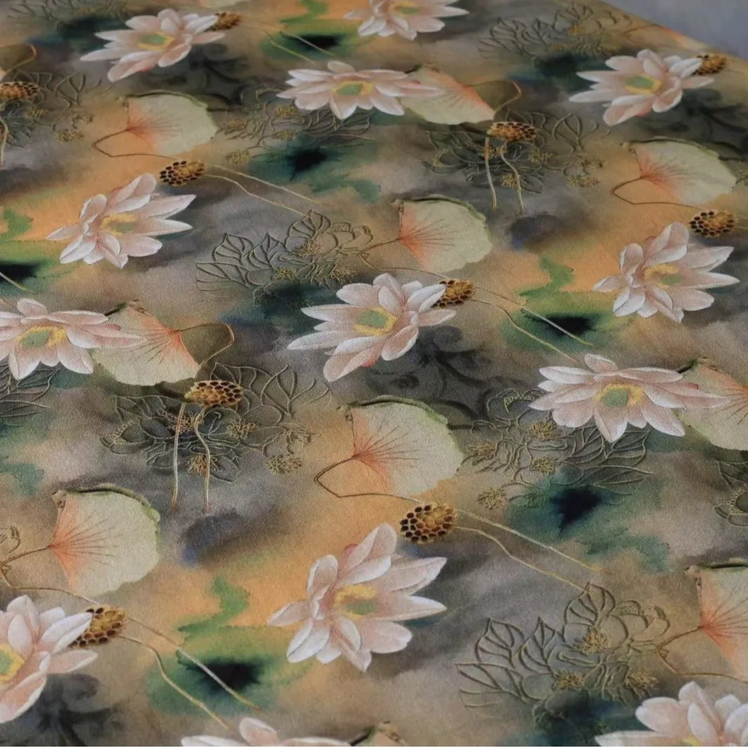 New Chinese Lotus Leaf Cotton-Padded Fabric Spray Painting Digital Printing Vintage Tie-Dye
New Chinese Lotus Leaf Cotton-Padded Fabric Spray Painting Digital Printing Vintage Tie-Dye