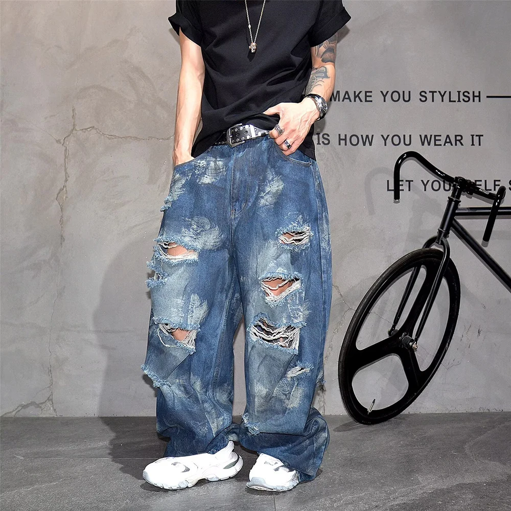 New Men's Solid Color Ripped Wide Leg Jeans American Retro Fashion Trend Street Casual Loose Breathable Niche Men's Bottoms
New Men's Solid Color Ripped Wide Leg Jeans American Retro Fashion Trend Street Casual Loose Breathable Niche Men's Bottoms