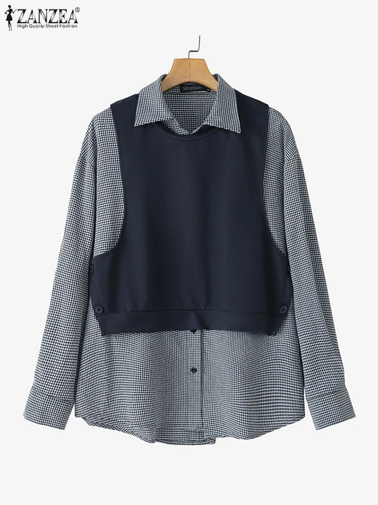 Spring Patchwork Blouse ZANZEA Office Women Shirts Fashion Lapel Neck Long Sleeve Checked Tunic Tops Casual Loose Holiday Blusas
Spring Patchwork Blouse ZANZEA Office Women Shirts Fashion Lapel Neck Long Sleeve Checked Tunic Tops Casual Loose Holiday Blusas