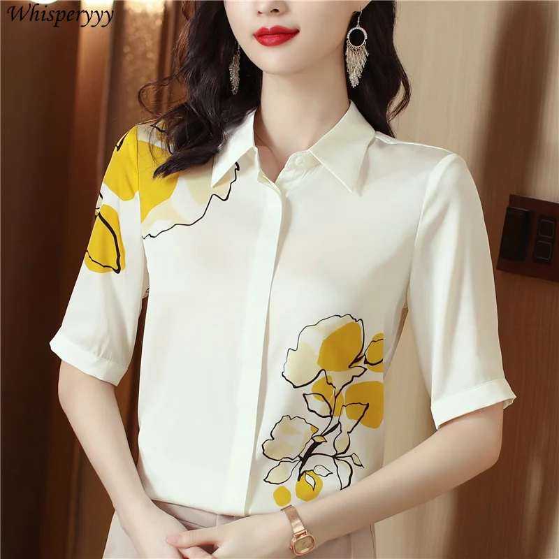 Blouse for Ladies Summer Short Sleeve Color Contrast Printed Fashion Turn-down Collar Tops Female Single-breasted Shirt Women
Blouse for Ladies Summer Short Sleeve Color Contrast Printed Fashion Turn-down Collar Tops Female Single-breasted Shirt Women