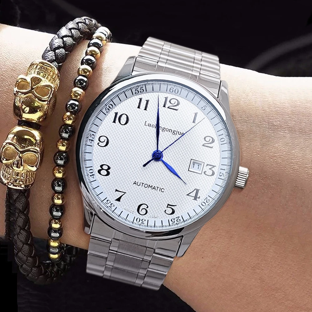 Luxury Men's Automatic Mechanical Watch, Classic Style Stainless Steel Strap with Skeleton Design and Date Display, Waterproof Business Casual Watch, Men's Watch Luxury Gift, Fashionable Casual Dress Watch
Luxury Men's Automatic Mechanical Watch, Classic Style Stainless Steel Strap with Skeleton Design and Date Display, Waterproof Business Casual Watch, Men's Watch Luxury Gift, Fashionable Casual Dress Watch