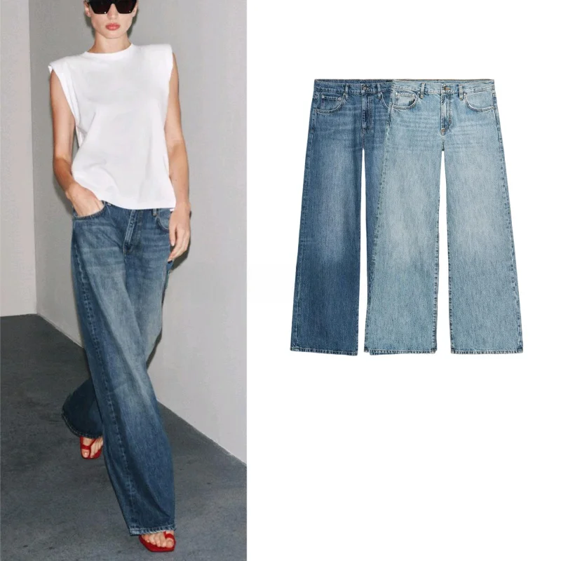 Модные широкие джинсы с низкой талией, новые осенние женские джинсы с металлическими пуговицами в стиле ретро, прямой крой, слегка эластичная джинсовая ткань
Модные широкие джинсы с низкой талией, новые осенние женские джинсы с металлическими пуговицами в стиле ретро, прямой крой, слегка эластичная джинсовая ткань