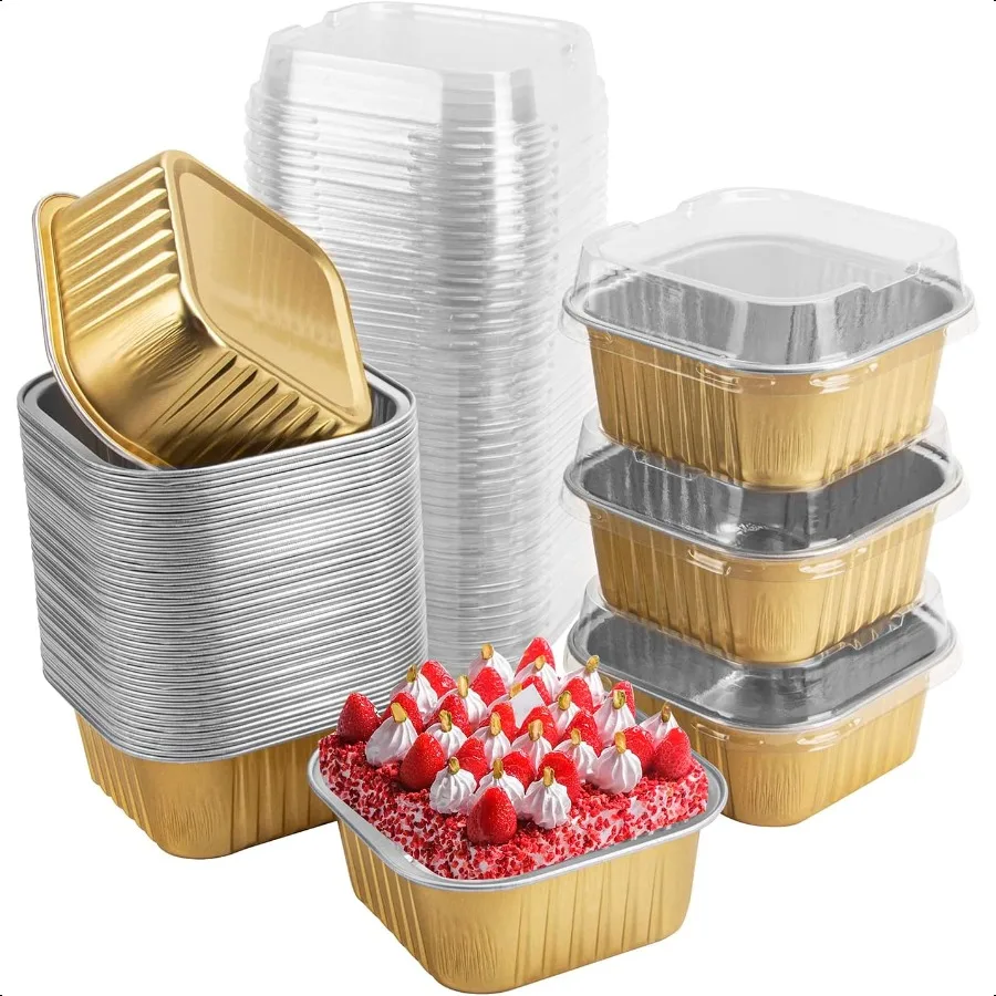 50 Pcs Mini Square Baking Cups with Lids5oz Aluminum Foil Mini Cake Pans with Lids Disposable Ramekins Cake Pans 150ml Dessert
50 Pcs Mini Square Baking Cups with Lids5oz Aluminum Foil Mini Cake Pans with Lids Disposable Ramekins Cake Pans 150ml Dessert