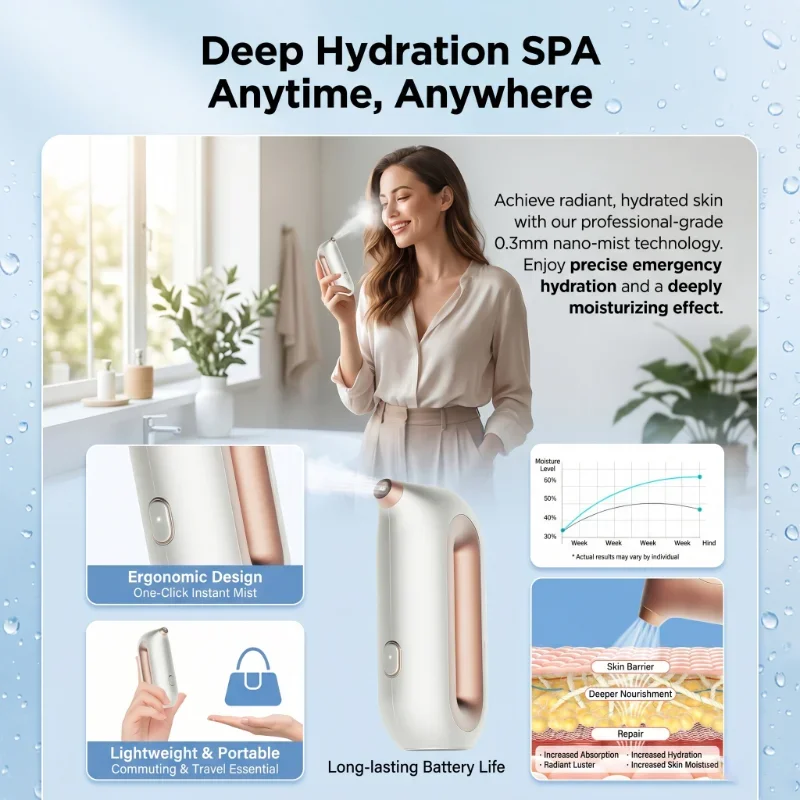 Portable High Pressure Nano Mist Sprayer Home Face Hydration Injector Beauty Tool Handheld
Portable High Pressure Nano Mist Sprayer Home Face Hydration Injector Beauty Tool Handheld