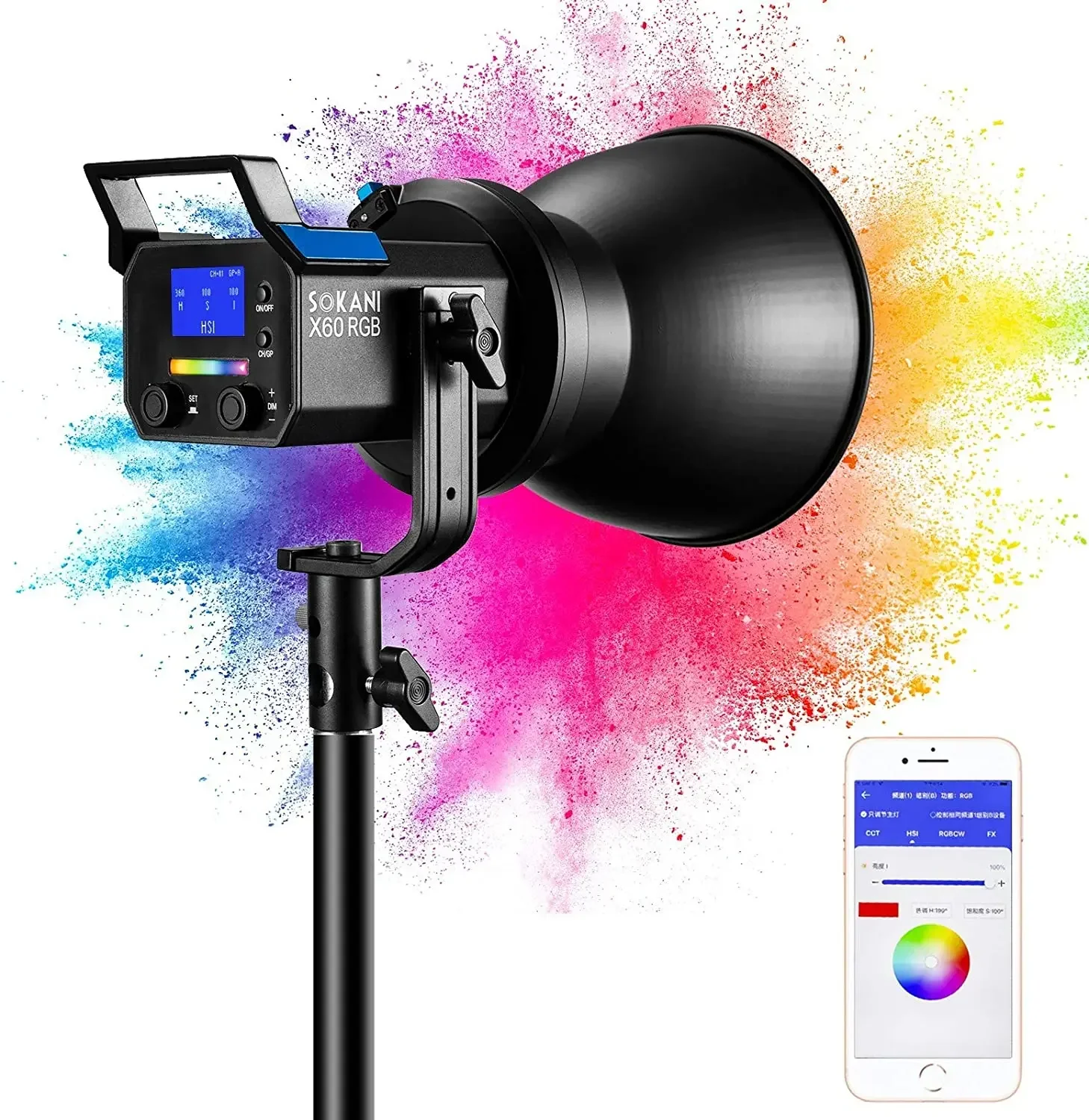 SOKANI/SUTEFOTO 80W RGB video light CRI 96+ TLCI 95+ Full Color Studio Photographic Lighting Kit with Bowen Mount and carry bag
SOKANI/SUTEFOTO 80W RGB video light CRI 96+ TLCI 95+ Full Color Studio Photographic Lighting Kit with Bowen Mount and carry bag