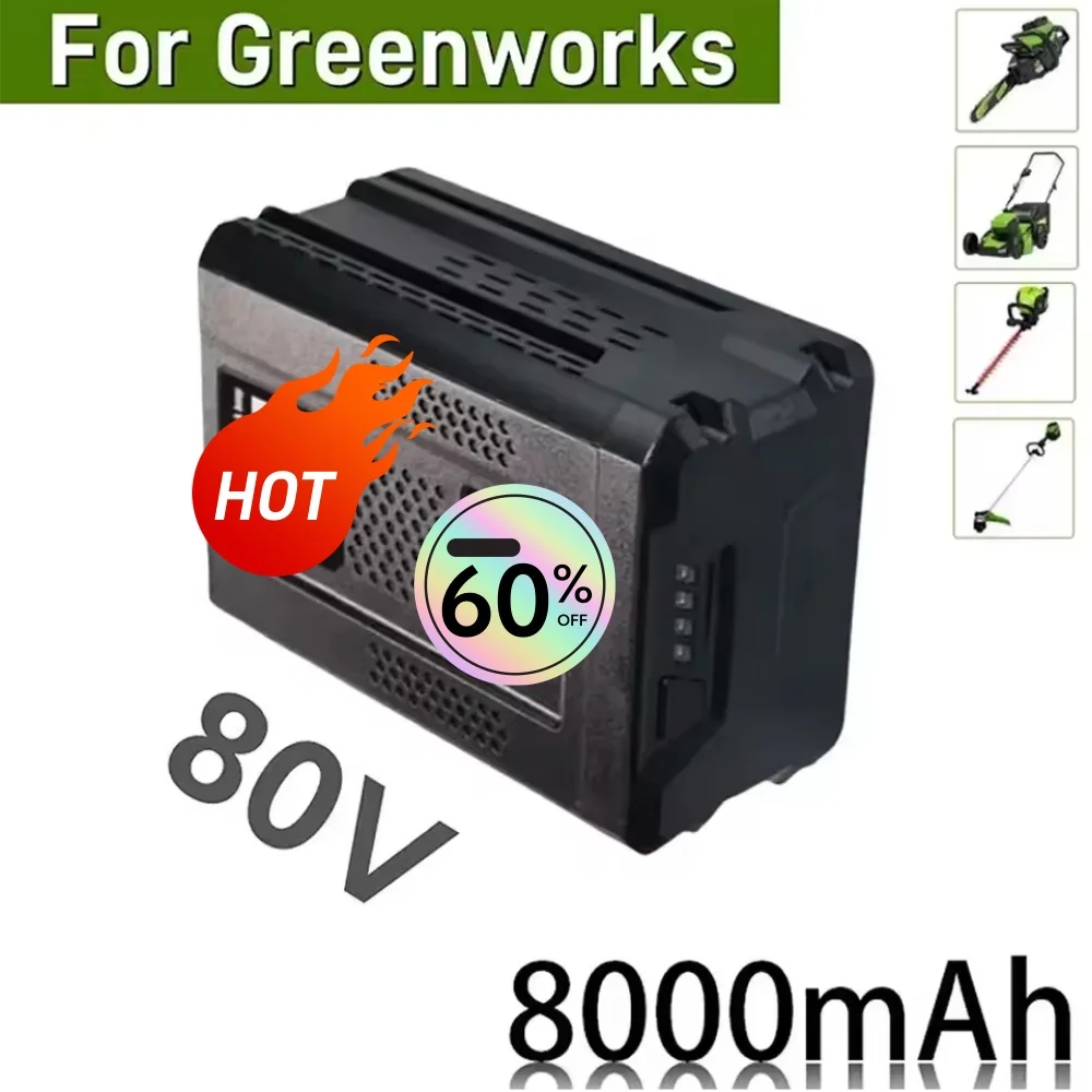 for Greenworks 80V Replacement Rechargeable Battery 6.0/8.0/10.0Ah Lithium Ion Battery for GBA80200 GBA80250 GBA80400 GBA80500
for Greenworks 80V Replacement Rechargeable Battery 6.0/8.0/10.0Ah Lithium Ion Battery for GBA80200 GBA80250 GBA80400 GBA80500
