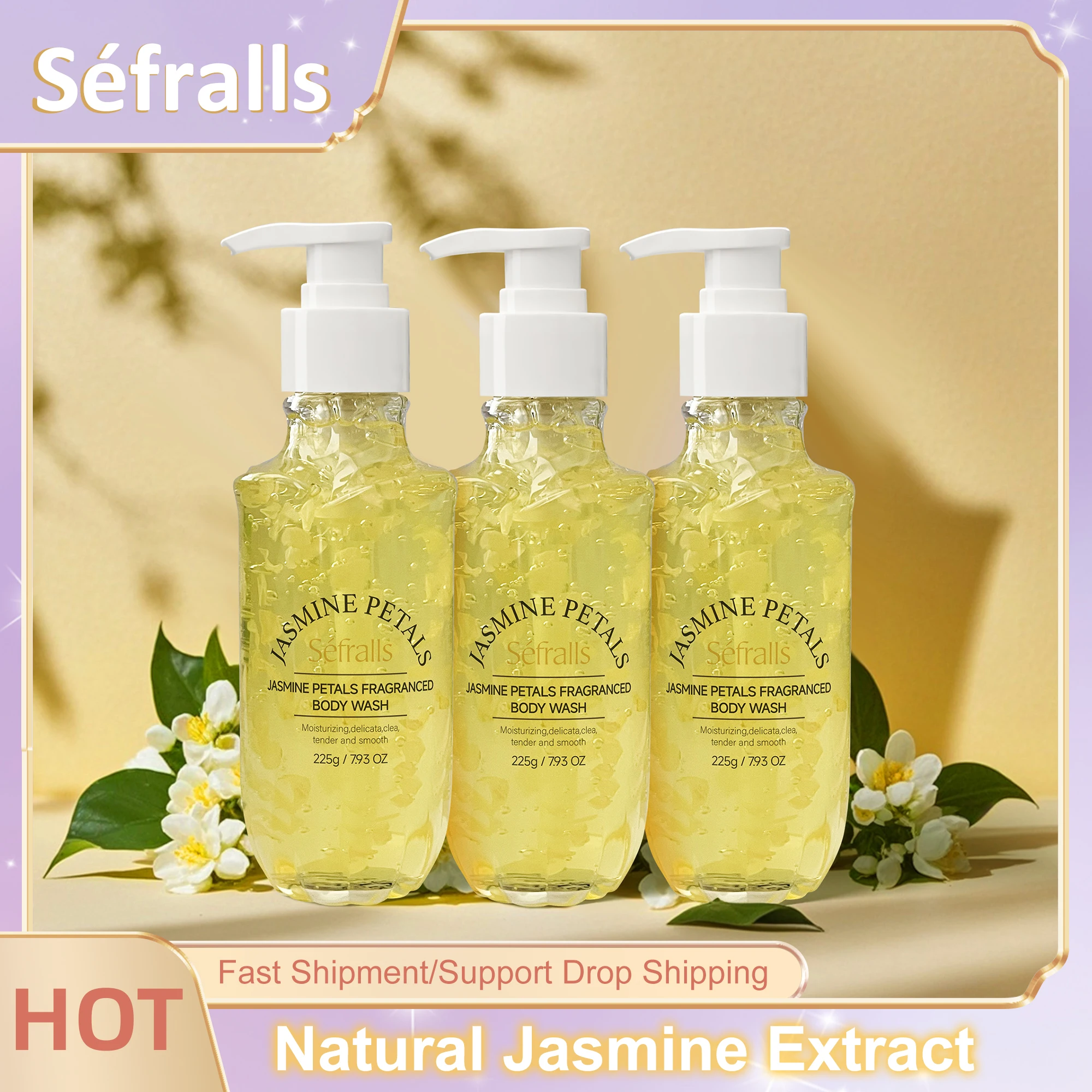 Séfralls Jasmine Petal Scented Shower Gel 225g*3pcs Unique and fresh jasmine fragrance, moisturizing and nourishing, deep cleans
Séfralls Jasmine Petal Scented Shower Gel 225g*3pcs Unique and fresh jasmine fragrance, moisturizing and nourishing, deep cleans