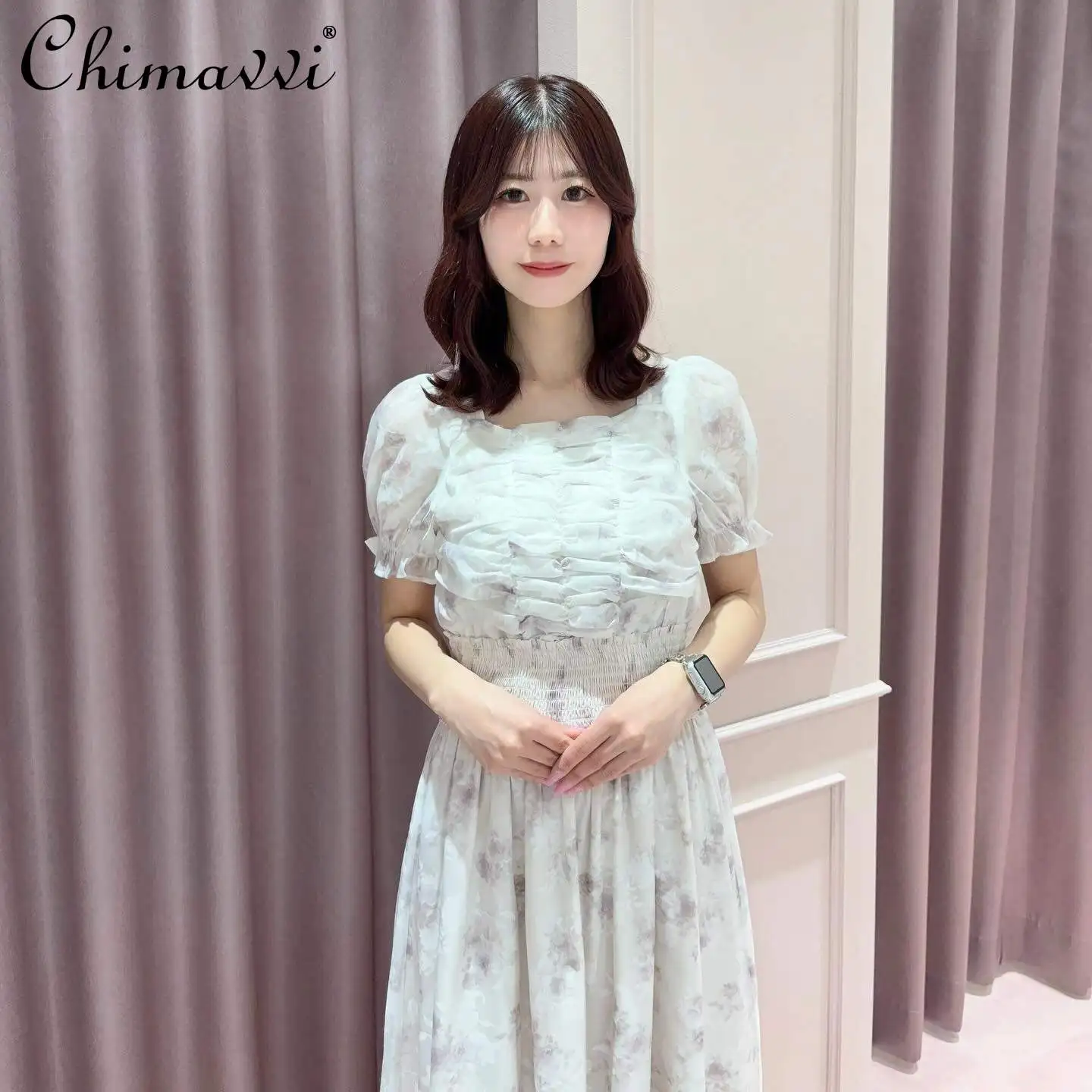 Japanese Sweet Girl Chest Pleated Tie Backbows Short Sleeve Dress Spring and Summer New Fashion Short Sleeve Elegant Long Dress
Japanese Sweet Girl Chest Pleated Tie Backbows Short Sleeve Dress Spring and Summer New Fashion Short Sleeve Elegant Long Dress