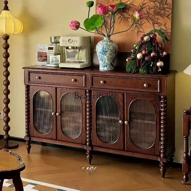 American antique solid wood dining side cabinet French retro tea cabinet cabinet living room
American antique solid wood dining side cabinet French retro tea cabinet cabinet living room