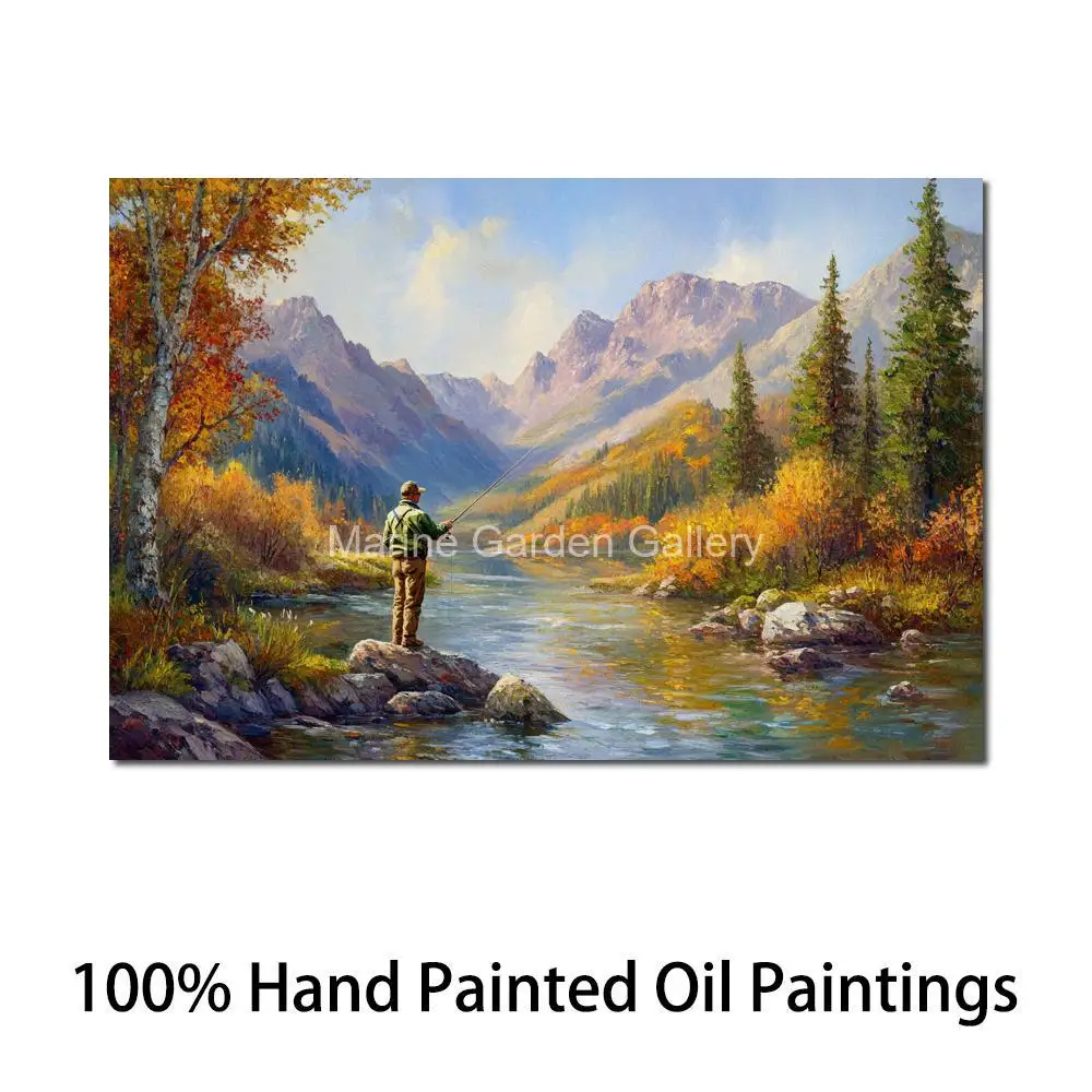 Hand Painted Landscape Art Oil Painting On Canvas Fly Fishing Impressionist Mountain Natural Artwork Sitting Room Wall Decor
Hand Painted Landscape Art Oil Painting On Canvas Fly Fishing Impressionist Mountain Natural Artwork Sitting Room Wall Decor