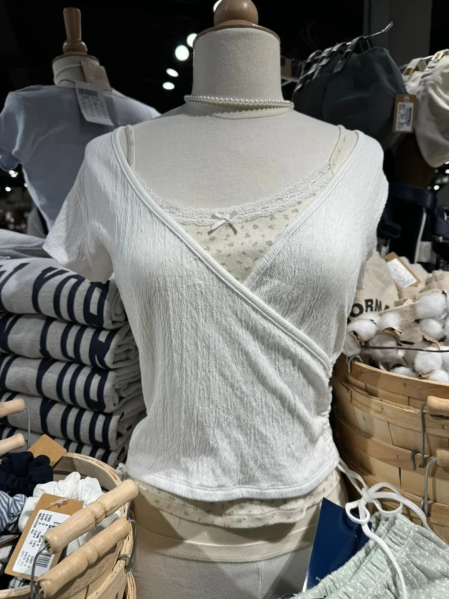 Cotton Side Drawstring Cross V Neck Crop Top Women White Simple Soft Cotton Short Sleeve Tees Tops Summer Sweet Basic Casual
Cotton Side Drawstring Cross V Neck Crop Top Women White Simple Soft Cotton Short Sleeve Tees Tops Summer Sweet Basic Casual
