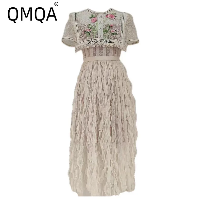 QMQA Fashion Women's Elegant Dress Niche Design Mesh Cutting Pleated Splicing Embroidery Waist Slimming Mid Length Dress QM111
QMQA Fashion Women's Elegant Dress Niche Design Mesh Cutting Pleated Splicing Embroidery Waist Slimming Mid Length Dress QM111