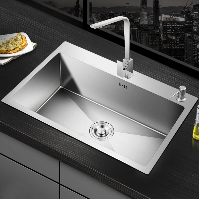 Kitchen sink lead-free handmade brushed 304 stainless steel 3mm thickness single bowl large size kitchen sink
Kitchen sink lead-free handmade brushed 304 stainless steel 3mm thickness single bowl large size kitchen sink