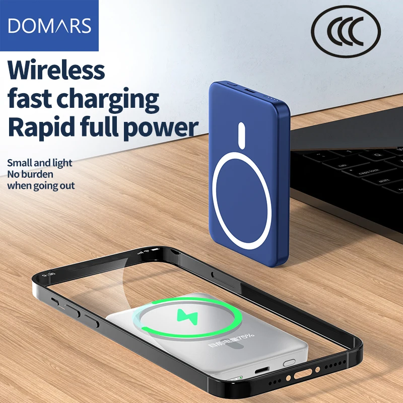 Мини-магнитный внешний аккумулятор Domars 5000 мАч, беспроводной портативный внешний аккумулятор с сверхбыстрой зарядкой, сертифицированный CCC для мобильных телефонов
Мини-магнитный внешний аккумулятор Domars 5000 мАч, беспроводной портативный внешний аккумулятор с сверхбыстрой зарядкой, сертифицированный CCC для мобильных телефонов