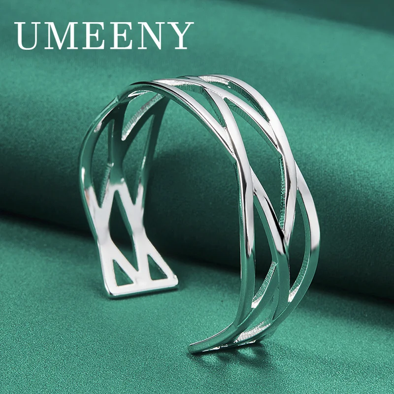 Fashion 925 Sterling Silver Simple Braided Open Large Bracelet for Women Party Charm Jewelry Accessories Wedding
Fashion 925 Sterling Silver Simple Braided Open Large Bracelet for Women Party Charm Jewelry Accessories Wedding