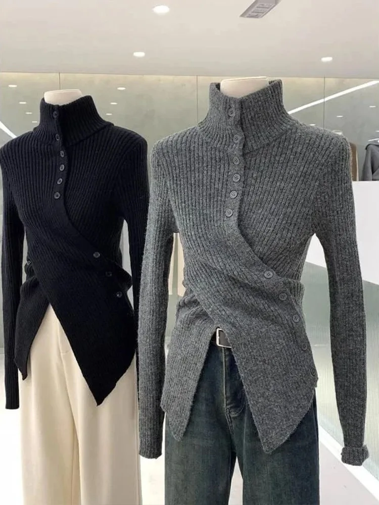 Women Turtleneck Collar Wool Knitwear Solid Color Split Slim Fit Sweater Autumn Winter Long-Sleeved Chic Classic Knitted Top
Women Turtleneck Collar Wool Knitwear Solid Color Split Slim Fit Sweater Autumn Winter Long-Sleeved Chic Classic Knitted Top