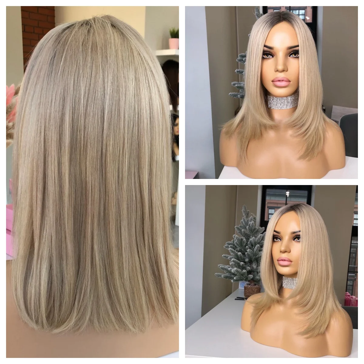 Ombre Blonde Lace Wig Middle Part Layered Straight Synthetic Lace Wigs Dark Roots Wig For Women Cosplay High Quality
Ombre Blonde Lace Wig Middle Part Layered Straight Synthetic Lace Wigs Dark Roots Wig For Women Cosplay High Quality