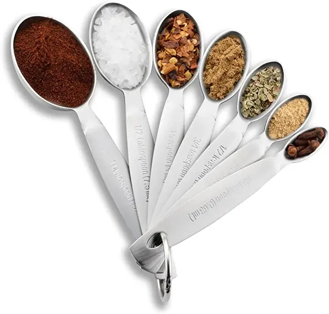 Heavy Duty Metal Measuring Spoons Oval Shape Stainless Steel Spoons 7pcs set Spoons for Dry or Liquid Fits in Spice Jar
Heavy Duty Metal Measuring Spoons Oval Shape Stainless Steel Spoons 7pcs set Spoons for Dry or Liquid Fits in Spice Jar