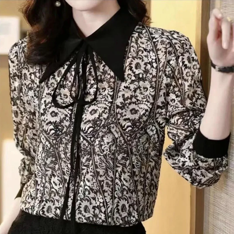 Vintage Printed Spliced Lace Up Bow Blouse Women's Clothing 2023 Autumn New Oversized Casual Pullovers Loose Office Lady Shirt
Vintage Printed Spliced Lace Up Bow Blouse Women's Clothing 2023 Autumn New Oversized Casual Pullovers Loose Office Lady Shirt