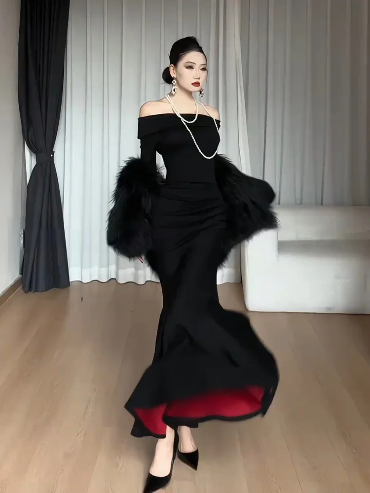 Elegant Long Sleeve One Shoulder Dress Slim Fit Fish Tail Skirt Women's Winter Fashion Casual Wear French Style Bodycon Gown
Elegant Long Sleeve One Shoulder Dress Slim Fit Fish Tail Skirt Women's Winter Fashion Casual Wear French Style Bodycon Gown