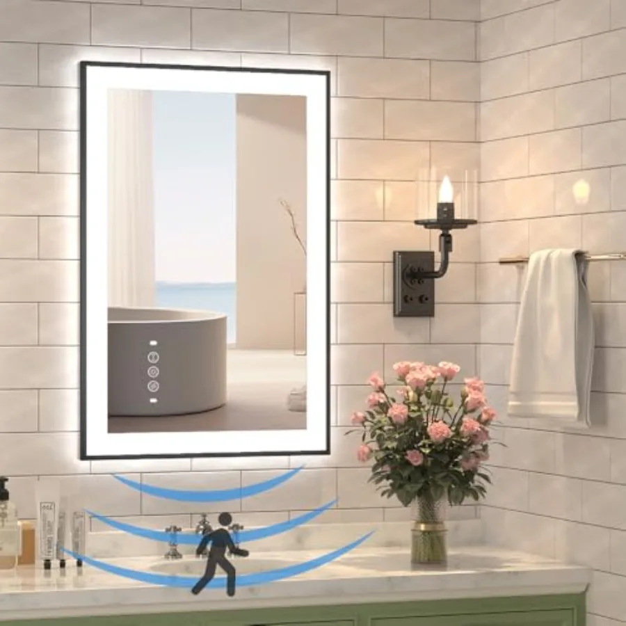 20 x 28 Inch LED Bathroom Mirror with Lights, Front and Back Lit Mirrors for Bathroom Wall Mount, Aluminum Black Frame Decor, A
20 x 28 Inch LED Bathroom Mirror with Lights, Front and Back Lit Mirrors for Bathroom Wall Mount, Aluminum Black Frame Decor, A