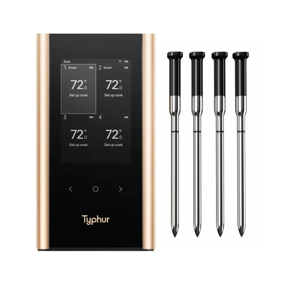 Gold Wireless WiFi Meat Thermometer, 4 Slim Probes, 6 Sensors, 10x Stronger Signal, 0.5 Accuracy, Smart Base Direct Setup, Reli
Gold Wireless WiFi Meat Thermometer, 4 Slim Probes, 6 Sensors, 10x Stronger Signal, 0.5 Accuracy, Smart Base Direct Setup, Reli