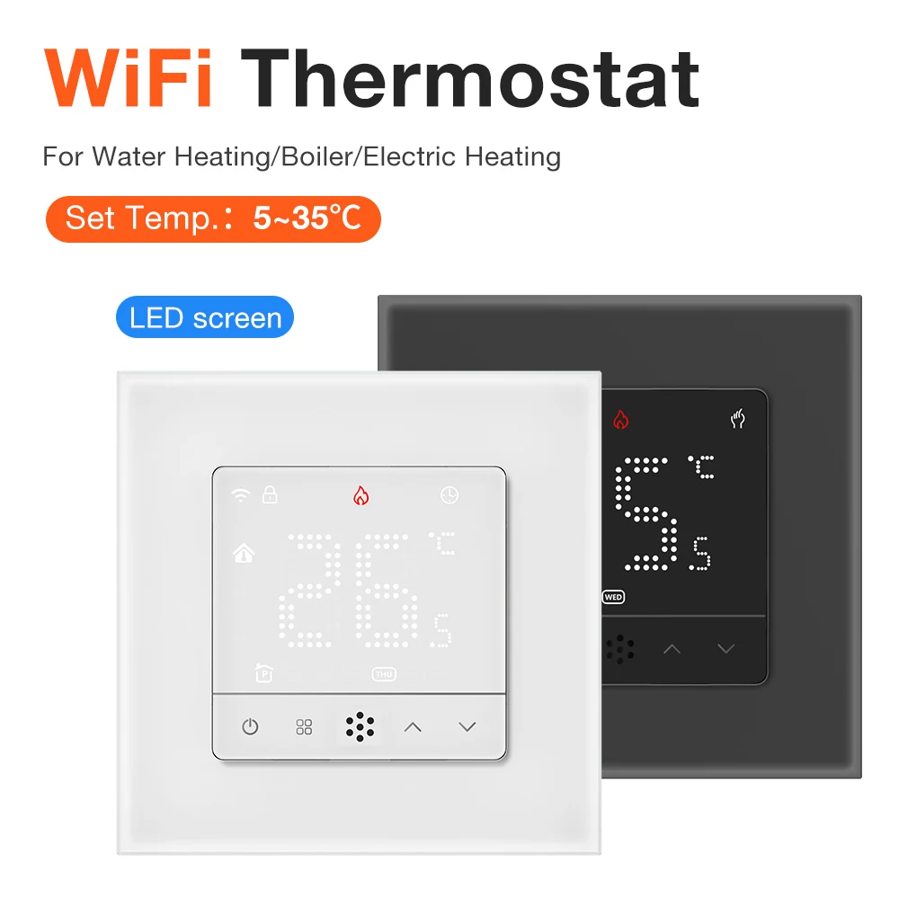 WiFi Thermostat Temperature Controller Water/Electric Floor Heating Gas Boiler Smart Life Underfloor Heating Alexa Google Home
WiFi Thermostat Temperature Controller Water/Electric Floor Heating Gas Boiler Smart Life Underfloor Heating Alexa Google Home