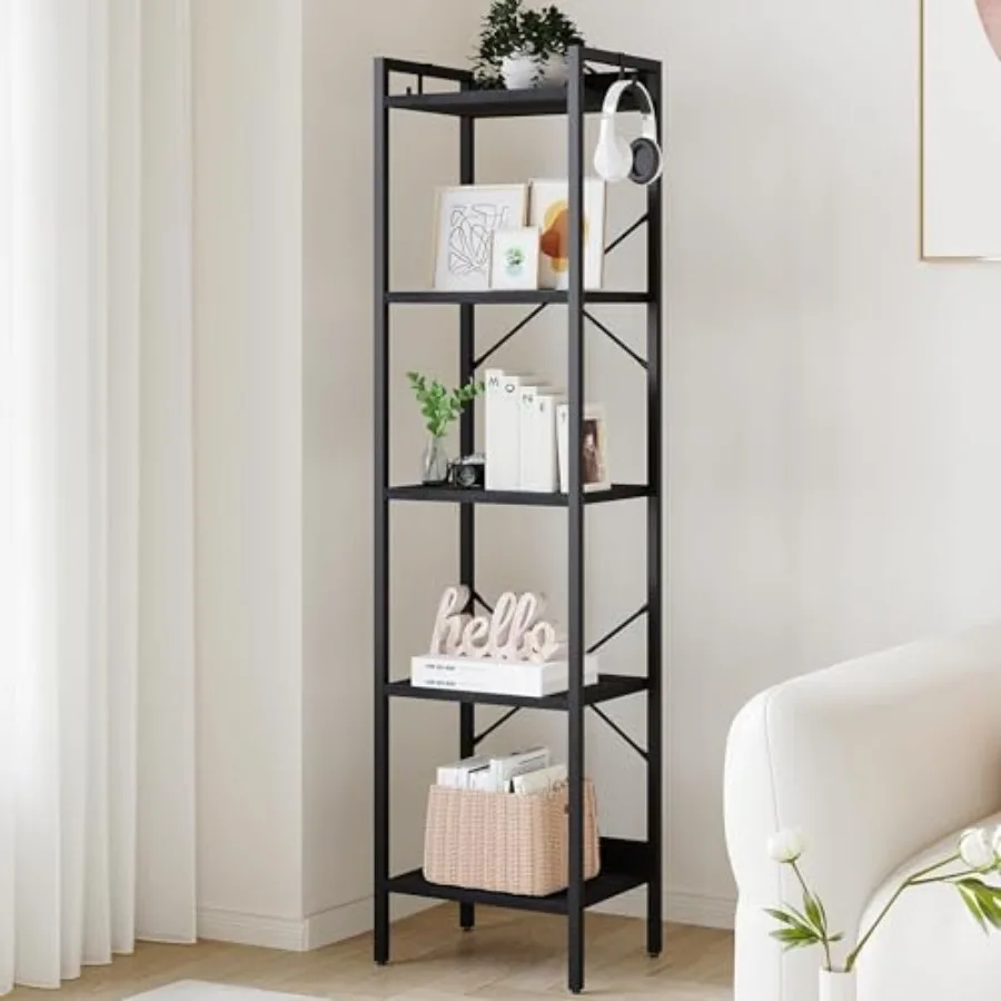 Bookshelf, Book Shelf, Industrial Bookcase with 2 Hooks, Coner Shelf Storage Organizer for Home Office, Living Room, Bedroom, K
Bookshelf, Book Shelf, Industrial Bookcase with 2 Hooks, Coner Shelf Storage Organizer for Home Office, Living Room, Bedroom, K