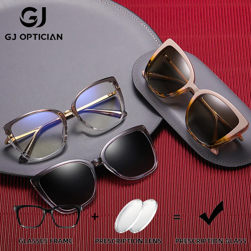 GJ OPTICIAN Fashion Cat Eye Magnetic Clip on Prescription Glasses Anti Blue Light Myopia Polarized Clip on Progressive Glasses
GJ OPTICIAN Fashion Cat Eye Magnetic Clip on Prescription Glasses Anti Blue Light Myopia Polarized Clip on Progressive Glasses