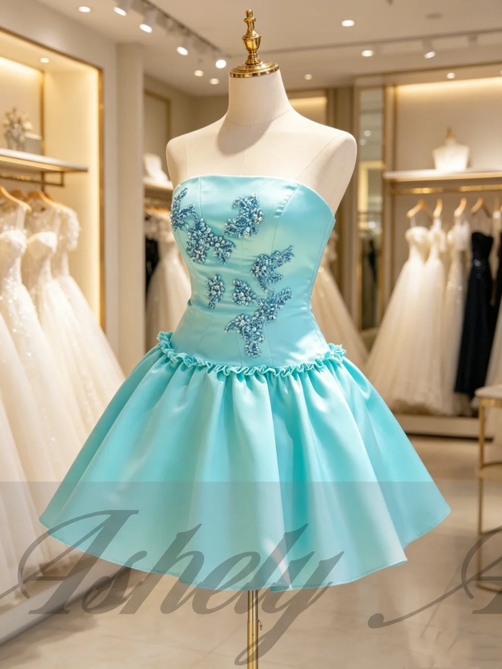 SA11 New Summer Turquoise Short Homecoming Dresses Strapless Beaded Lace Up Mini Cocktail Graduation Gown Clubwear Customized
SA11 New Summer Turquoise Short Homecoming Dresses Strapless Beaded Lace Up Mini Cocktail Graduation Gown Clubwear Customized