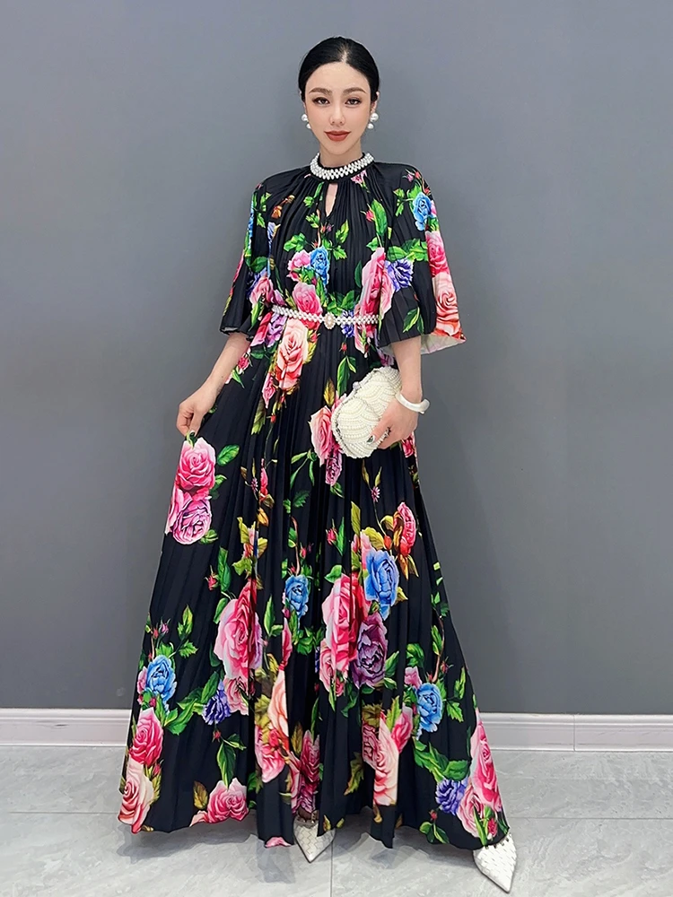 New Flower Printed Pleated Dress Casual All Match Half Sleeve Fashion Female New Loose Pullover Temperament Dress LYD1814
New Flower Printed Pleated Dress Casual All Match Half Sleeve Fashion Female New Loose Pullover Temperament Dress LYD1814