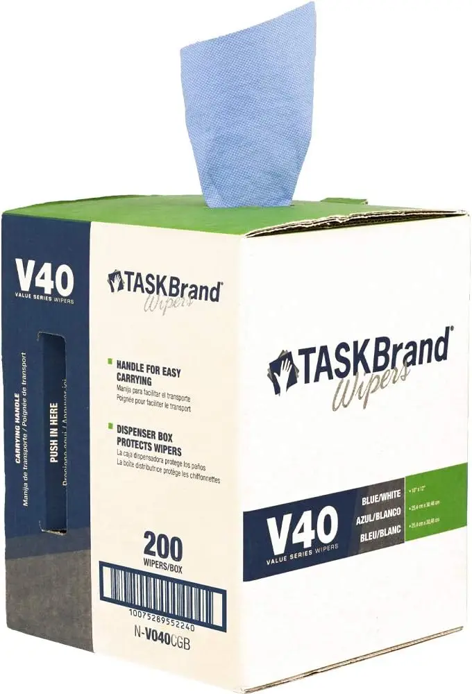 Blue V40 Value Series Center Pull Wiper Sheets, 10x11.5 Inches, Roll of 200, All-Purpose Disposable Cleaning Towels
Blue V40 Value Series Center Pull Wiper Sheets, 10x11.5 Inches, Roll of 200, All-Purpose Disposable Cleaning Towels