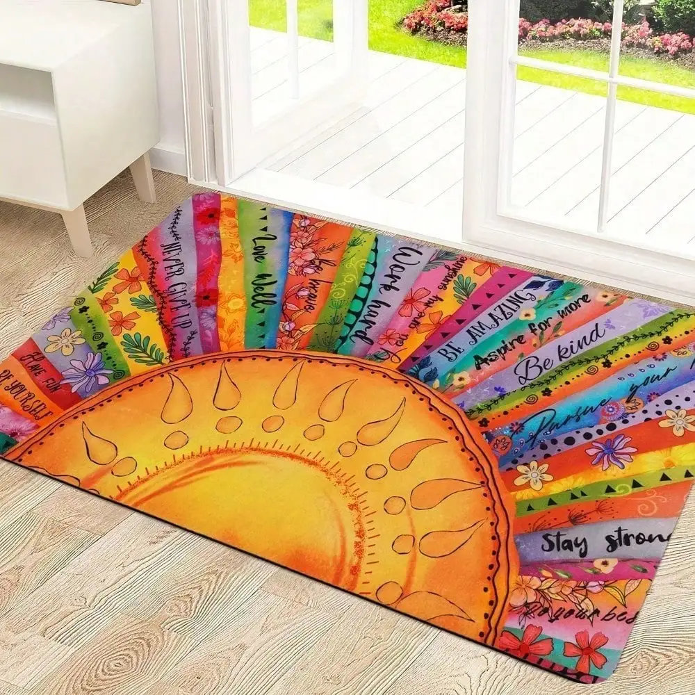 1pc Boho Sun Floor Mat Rainbow Doormat Non-Slip Absorbent Bathroom Rug Colorful Kitchen Mat Entryway Indoor Home Decor
1pc Boho Sun Floor Mat Rainbow Doormat Non-Slip Absorbent Bathroom Rug Colorful Kitchen Mat Entryway Indoor Home Decor