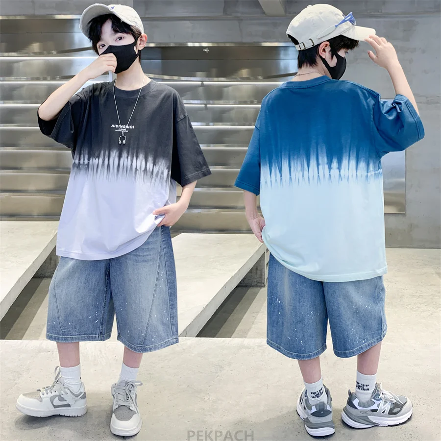 New Summer Kids Boy Cotton Top And Bottom Clothing Set For Children Short Sleeve Tshirt + Shorts Clothes Suit Gradient Tracksuit
New Summer Kids Boy Cotton Top And Bottom Clothing Set For Children Short Sleeve Tshirt + Shorts Clothes Suit Gradient Tracksuit