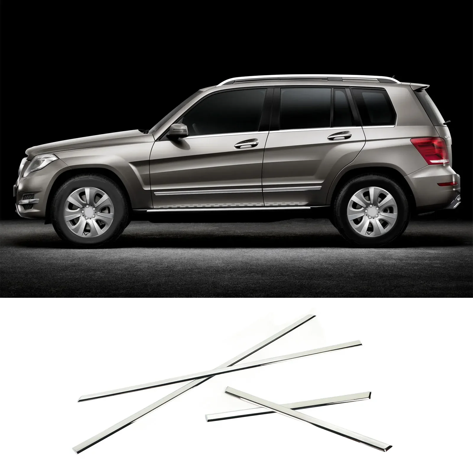 4pcs Chrome Body Side Door Molding Trim Set 204 720 0580 Replacement for GLK‑Class X204 2008 to 2015
4pcs Chrome Body Side Door Molding Trim Set 204 720 0580 Replacement for GLK‑Class X204 2008 to 2015