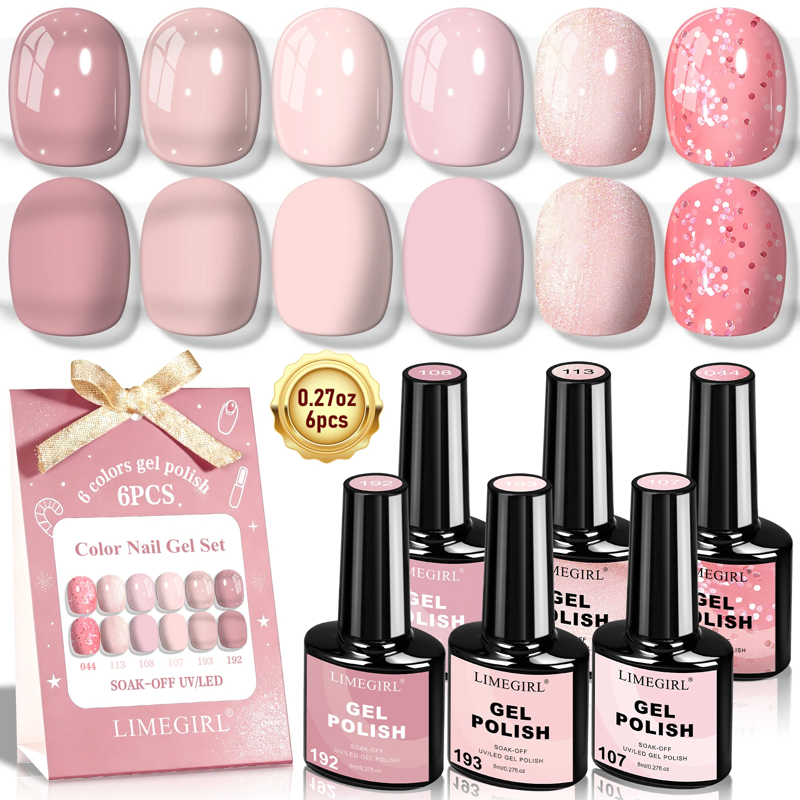 LIMEGIRL 6 Colors Gel Nail Polish Set Pink Series Gel Vernis Semi-Permanent UV Gel Nail Art Varn Nail Polish Gel kit
LIMEGIRL 6 Colors Gel Nail Polish Set Pink Series Gel Vernis Semi-Permanent UV Gel Nail Art Varn Nail Polish Gel kit