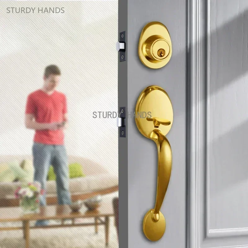 1 set of zinc alloy door locks European style villa entrance door large handle anti-theft lock with key included
1 set of zinc alloy door locks European style villa entrance door large handle anti-theft lock with key included