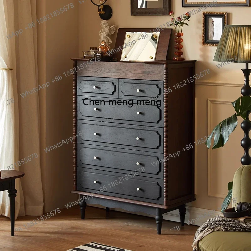 H French vintage solid wood storage cabinet simple modern chest of drawers American with hidden makeup mirror
H French vintage solid wood storage cabinet simple modern chest of drawers American with hidden makeup mirror